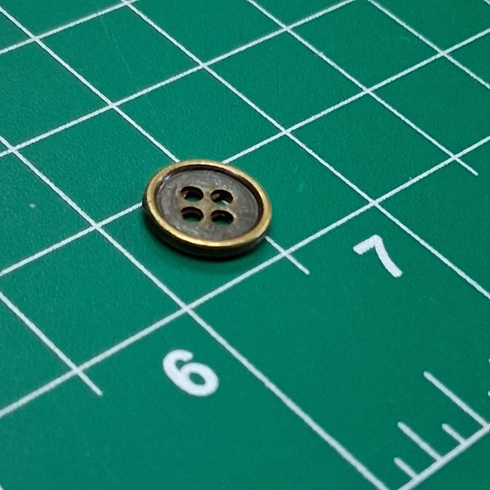 Vintage Round 4-Hole Brass Bordered Metal Accent Button