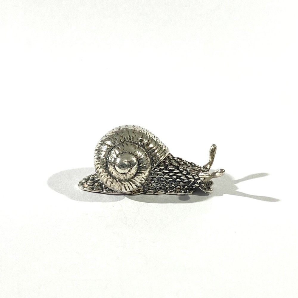 vintage solid silver snail  miniature ,  hallmarked italian figurine