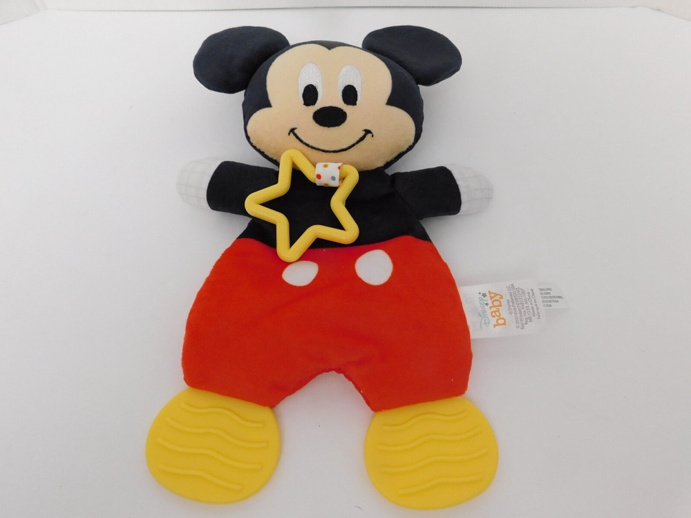 Disney Baby Mickey Mouse Crinkle Lovey Security Blanket Crinkle Teether