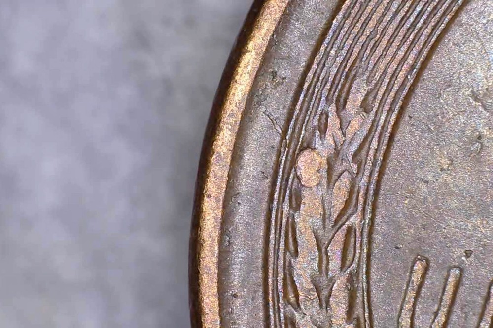 1957 D Lincoln Wheat One Cent Penny Die Chip Error