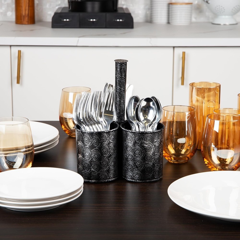 Mind Reader 3-Compartment Metal Organizer Caddy with Handle, Multi-Purpose Stora