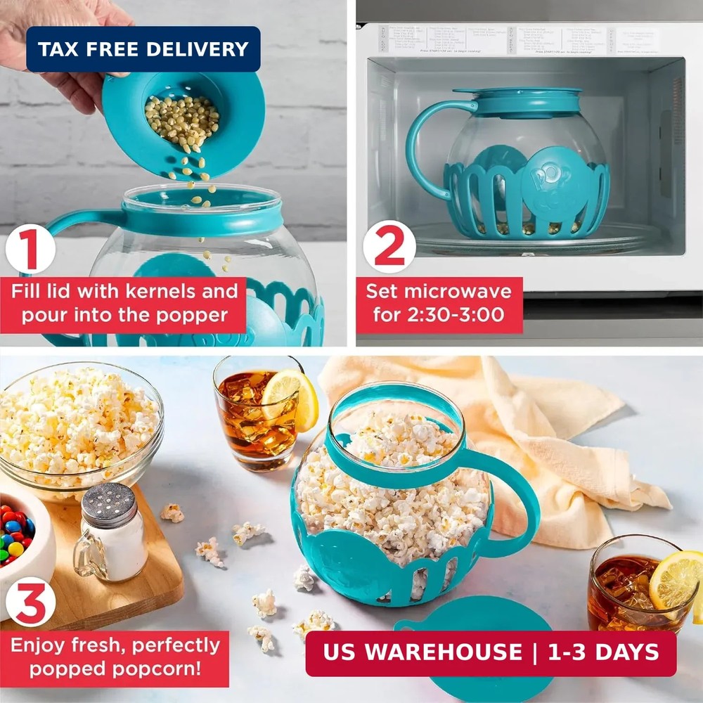 Ecolution Patented Micro-Pop Microwave Popcorn Popper with Temperature Safe Glas