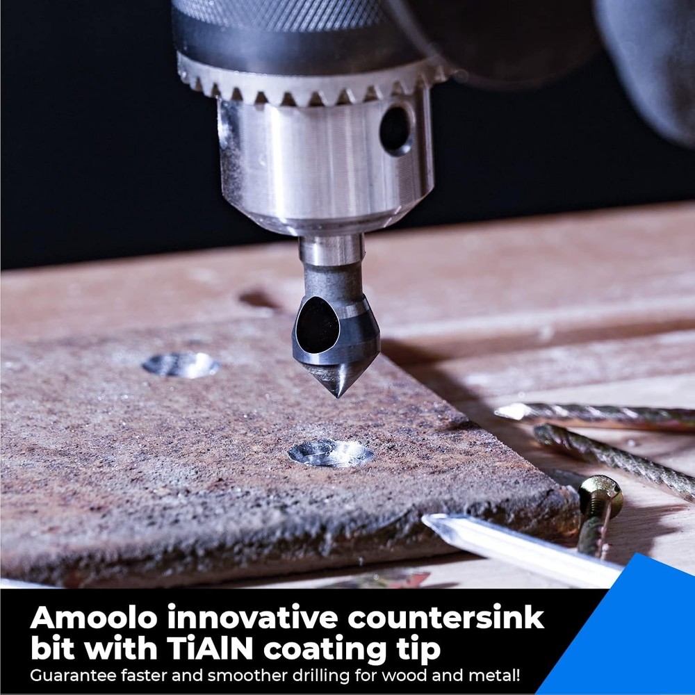 amoolo Single End Countersink Bit, Cobalt Steel Drill Bit with...