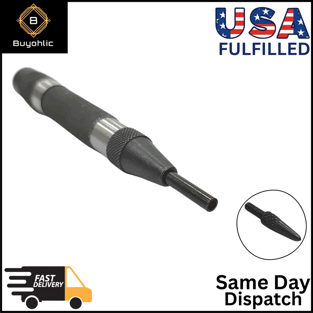 Automatic Center Punch with Replaceable Hardened Steel Tip (Medium Duty)