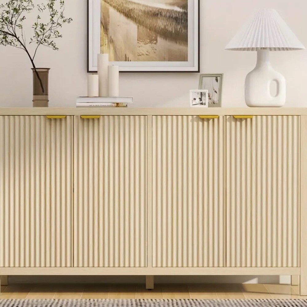 Fluted Storage Cabinet, Multifunctional Sideboard Large Buffet with Adjustable S