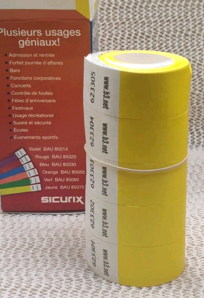 Sicurix Security Wristbands Sequentially Numbered Yellow 100ct.
