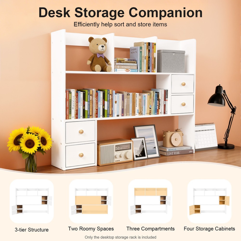 Desktop Organizer Office Storage Rack Self Desktop Rack Table Top Bookcase