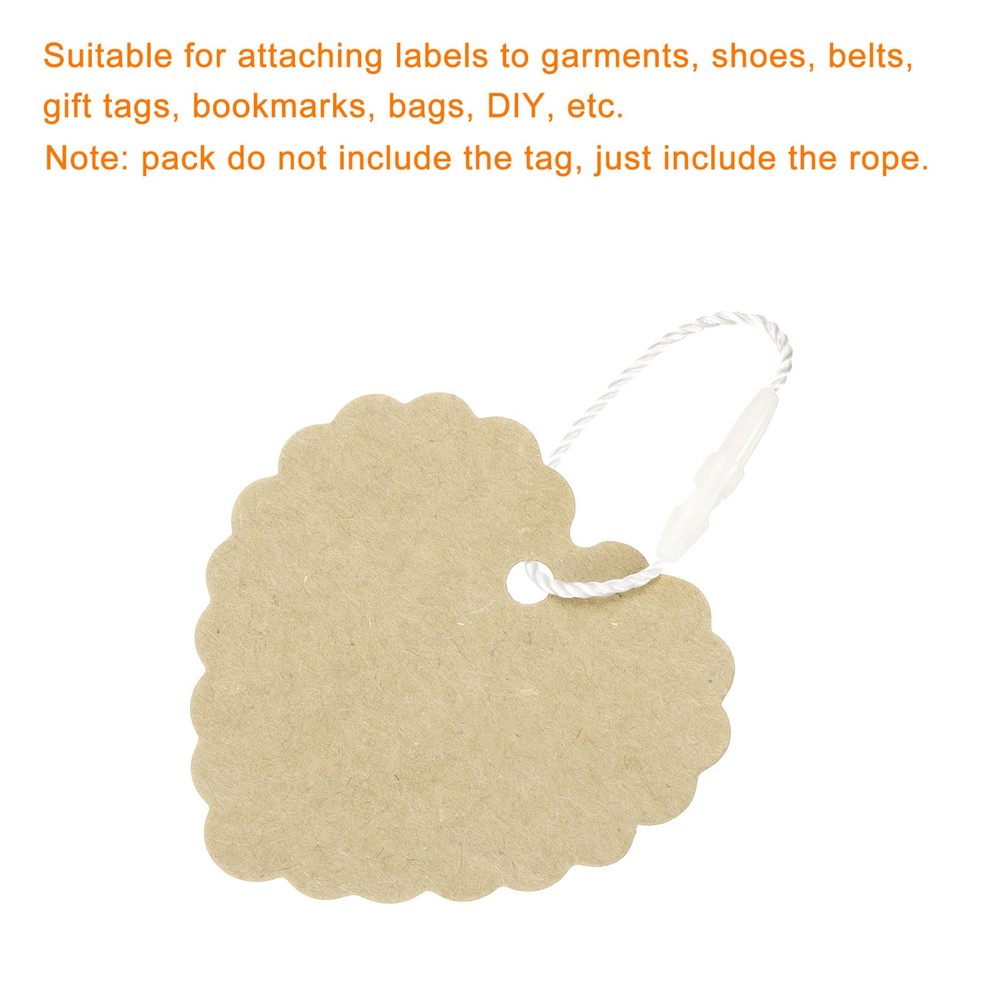 Cotton Hang Tag String Snap Lock Pins Loop Price Tag Plastic 3.2" - 100Pack