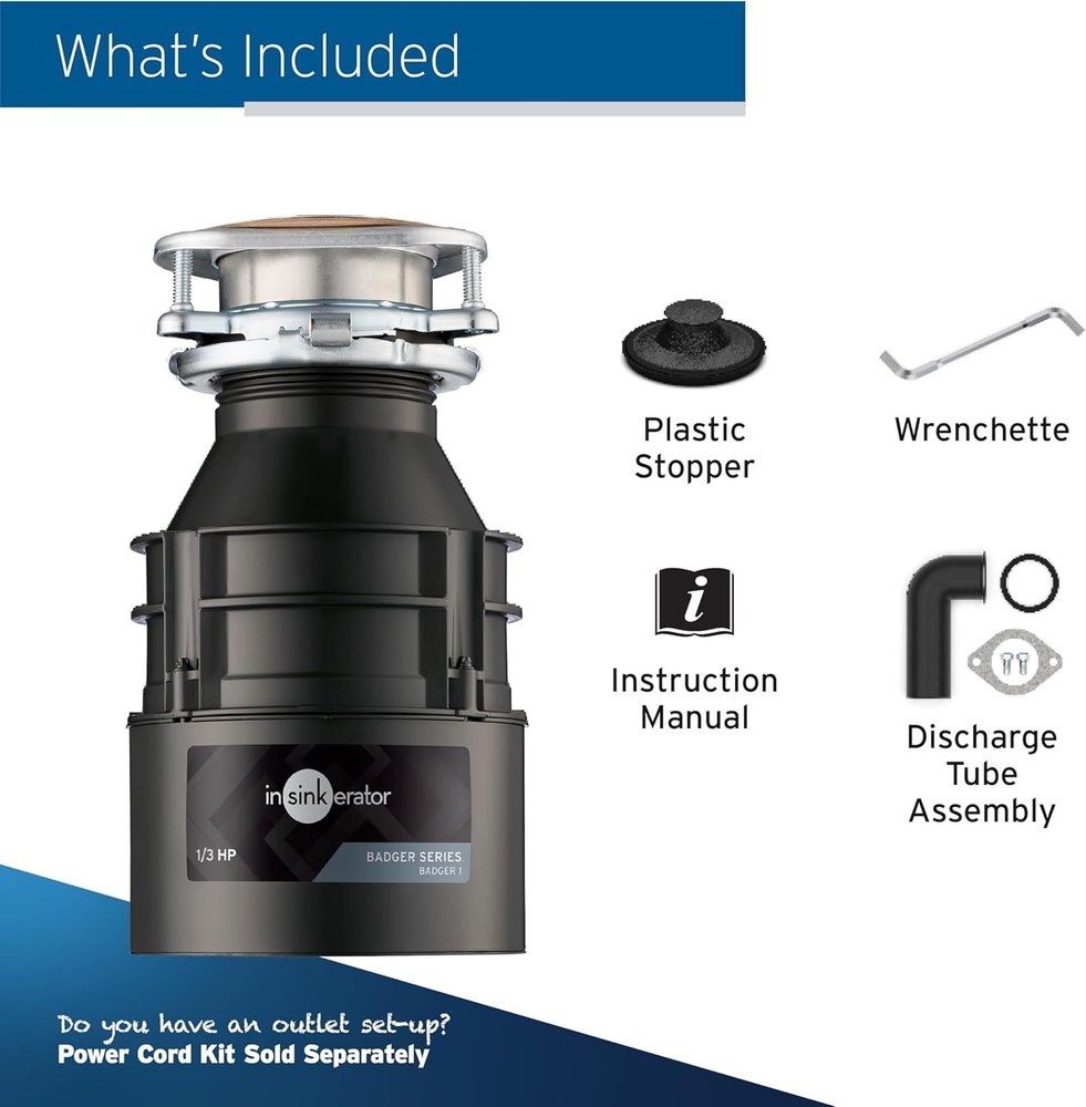 InSinkErator Badger 1 Garbage Disposal 1/3 HP Continuous Feed