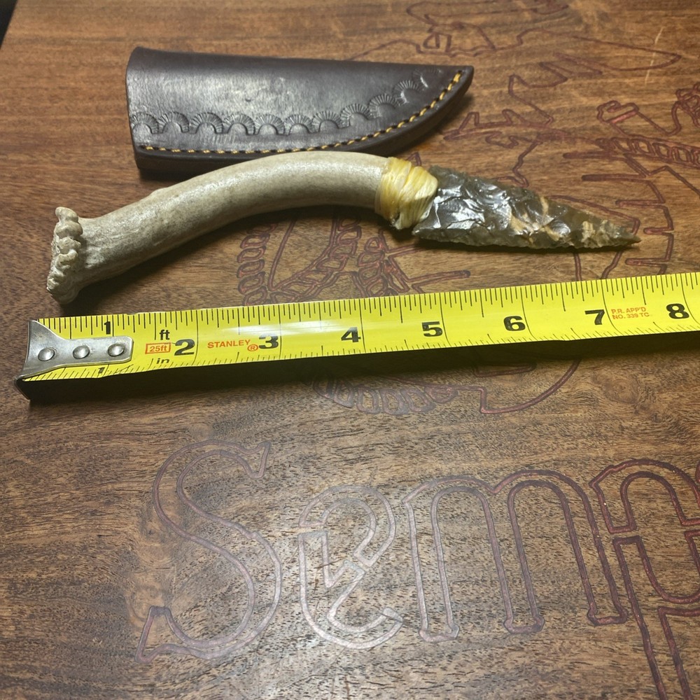 Bushcraft Stone/Flint Fixed Blade knapping Arrowhead Knife