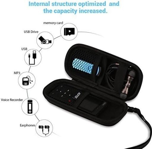 Portable Black Hard Case for Digital Recorders & Accessories - Scratch-Resistant