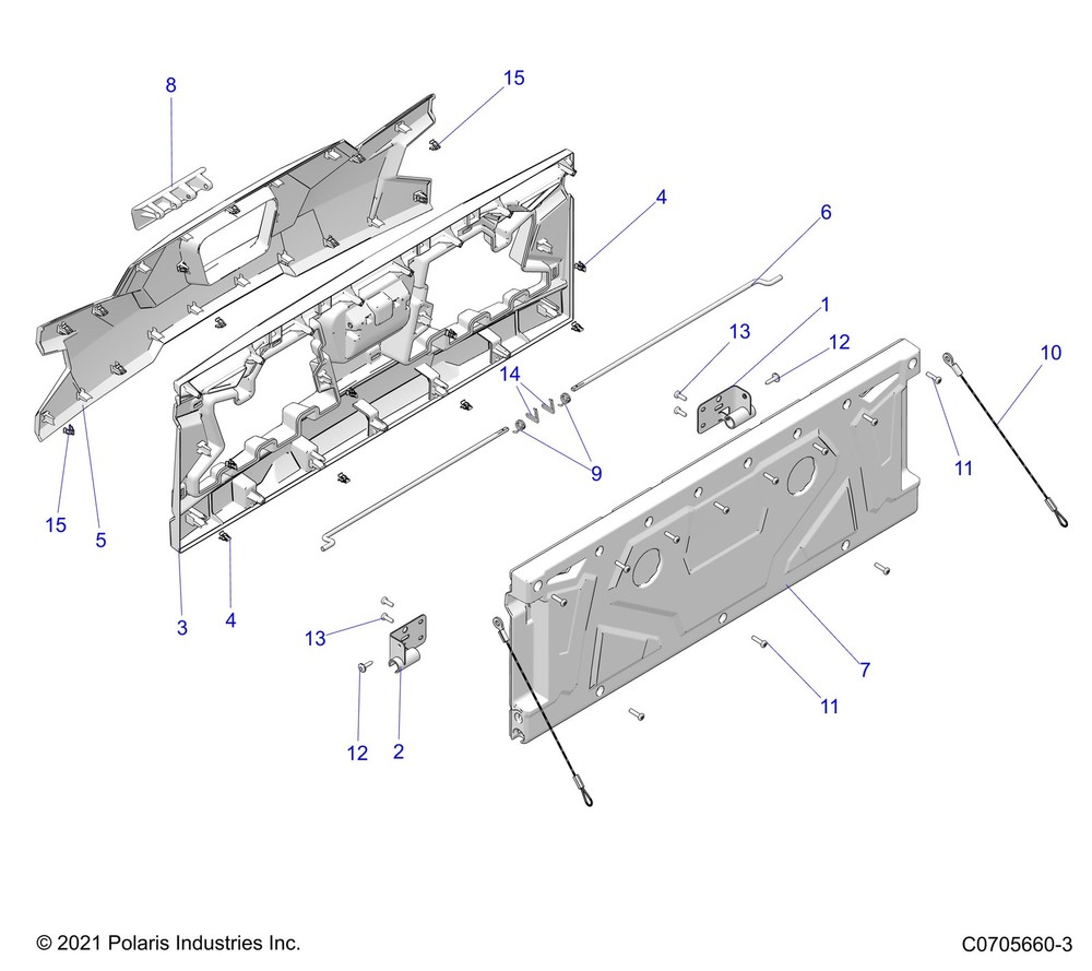 Polaris Tailgate Panel, Inner, Black, for RANGER Models - 5452174-070