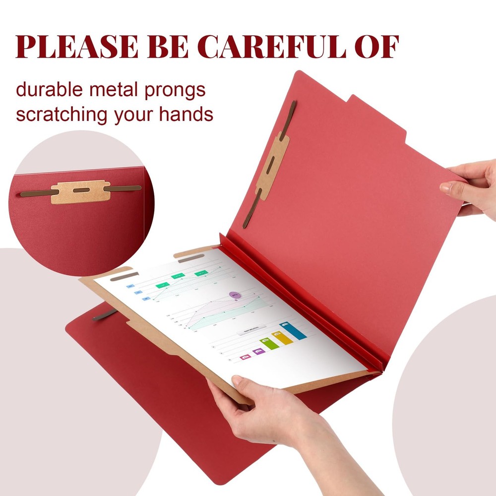 60 Pcs Classification Folders Letter Size, 1 Divider Pressboard File Folder w...