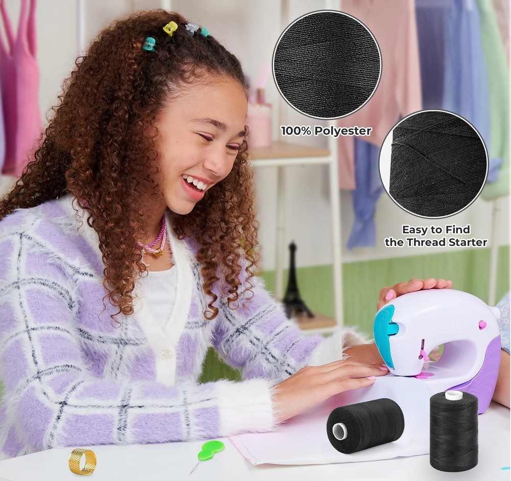 Sewing Thread 1000 Yard per Black Sewing Thread Polyester Thread Spools Sewin...