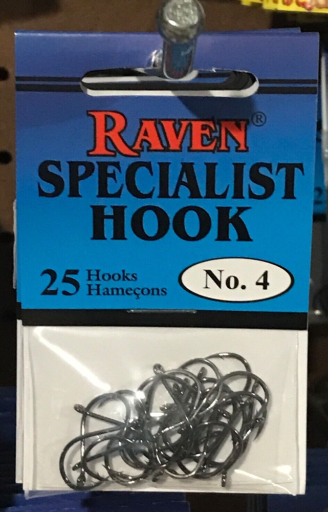 Raven Specialist Hooks, One 25 Pack, Size 4
