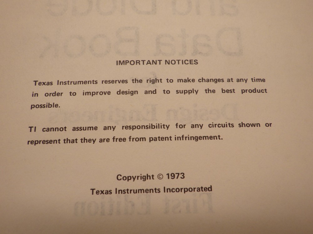 The Transistor and Diode Data Book for Design Engineers Texas Instruments - 1973