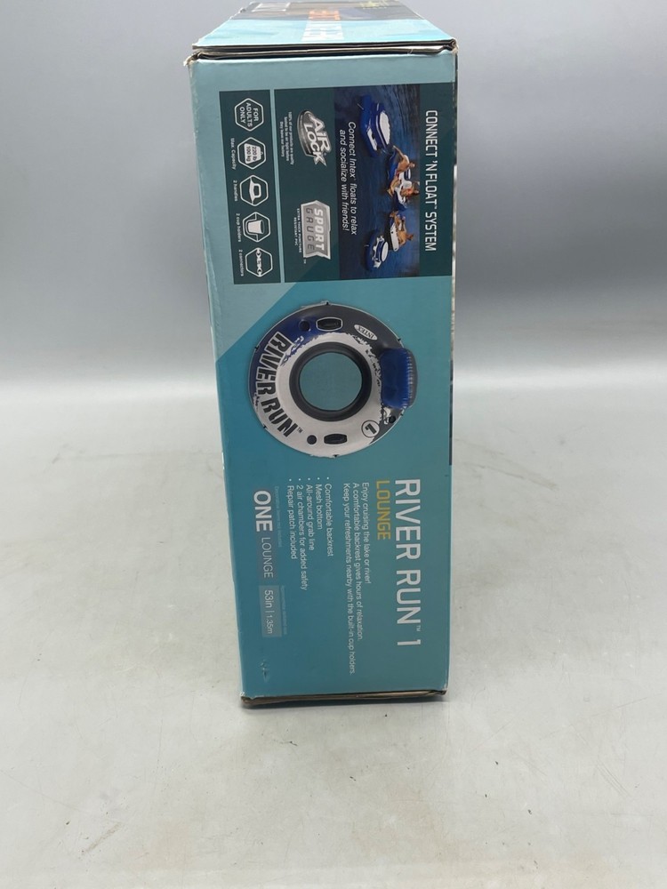 intex river run 1 lounge quantity 1 white blue 53" connect float system READ NEW