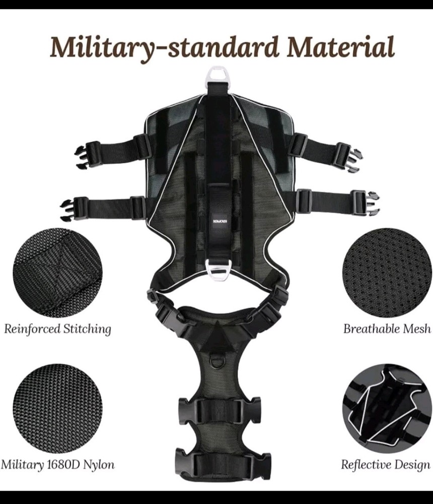 Kromen Tactical Dog Harness LARGE Black & Tan