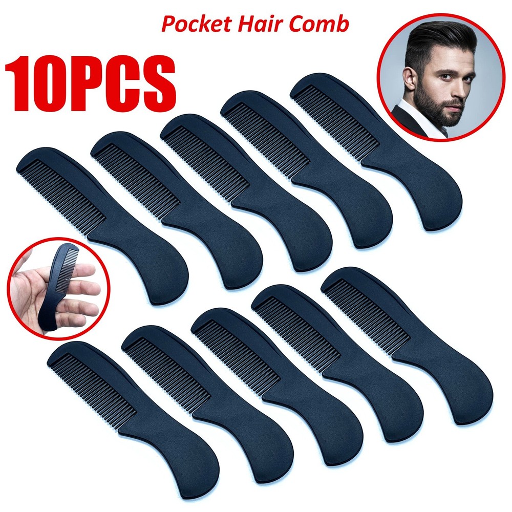 4.5 inch Black Styling Essentials Round Handle Comb Pocket 1-10 Pack
