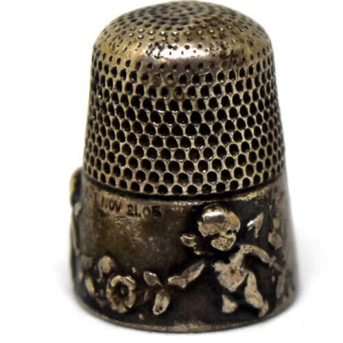 Antique Cherubs Sterling Silver Thimble