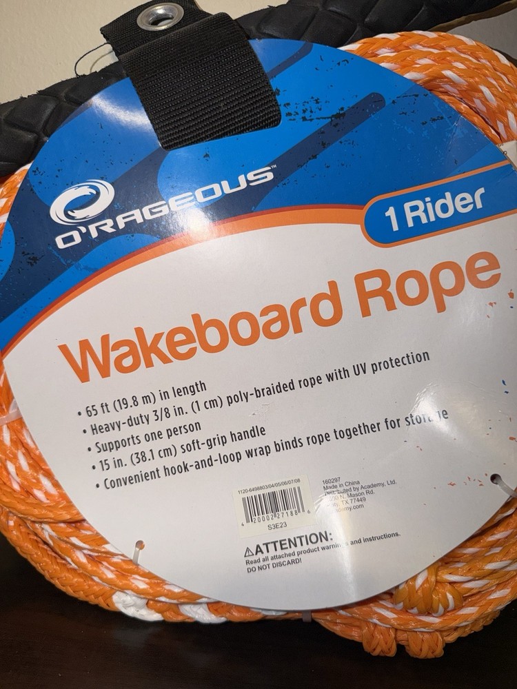 O'Rageous Wakeboard Rope Single Rider 65FT Poly Braided