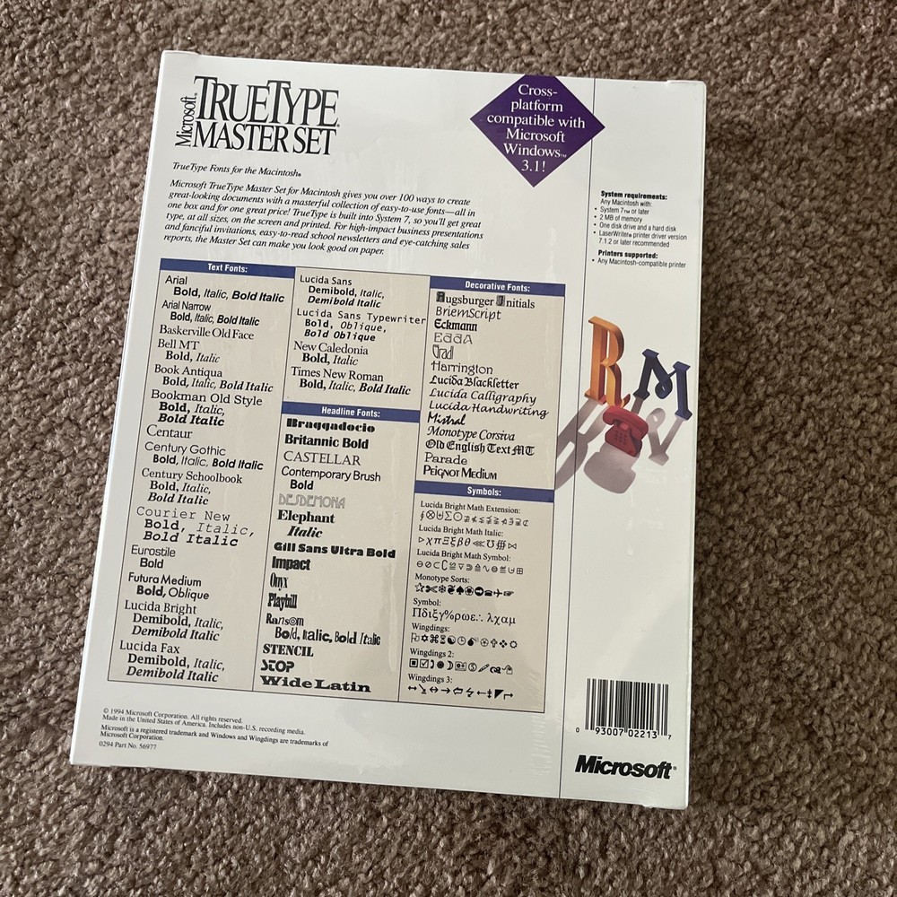 Microsoft True Type Master Set for Macintosh Promo Sample New/Rare