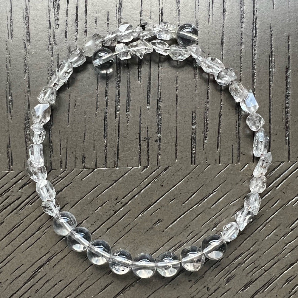 Herkimer diamond memory wire bracelet