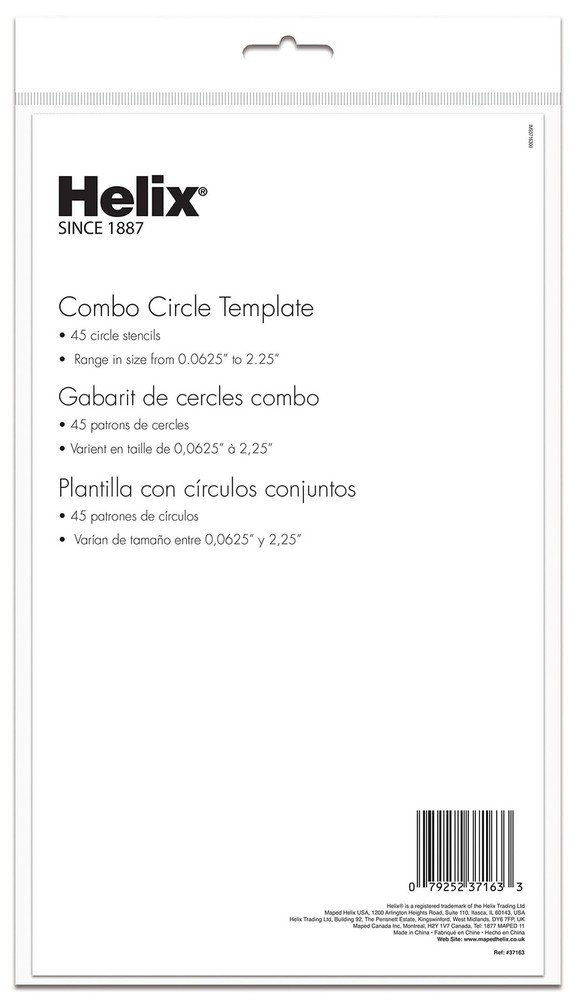 Helix - Combo Circle Plastic Drawing Template - Essential Drafting Tool for P...