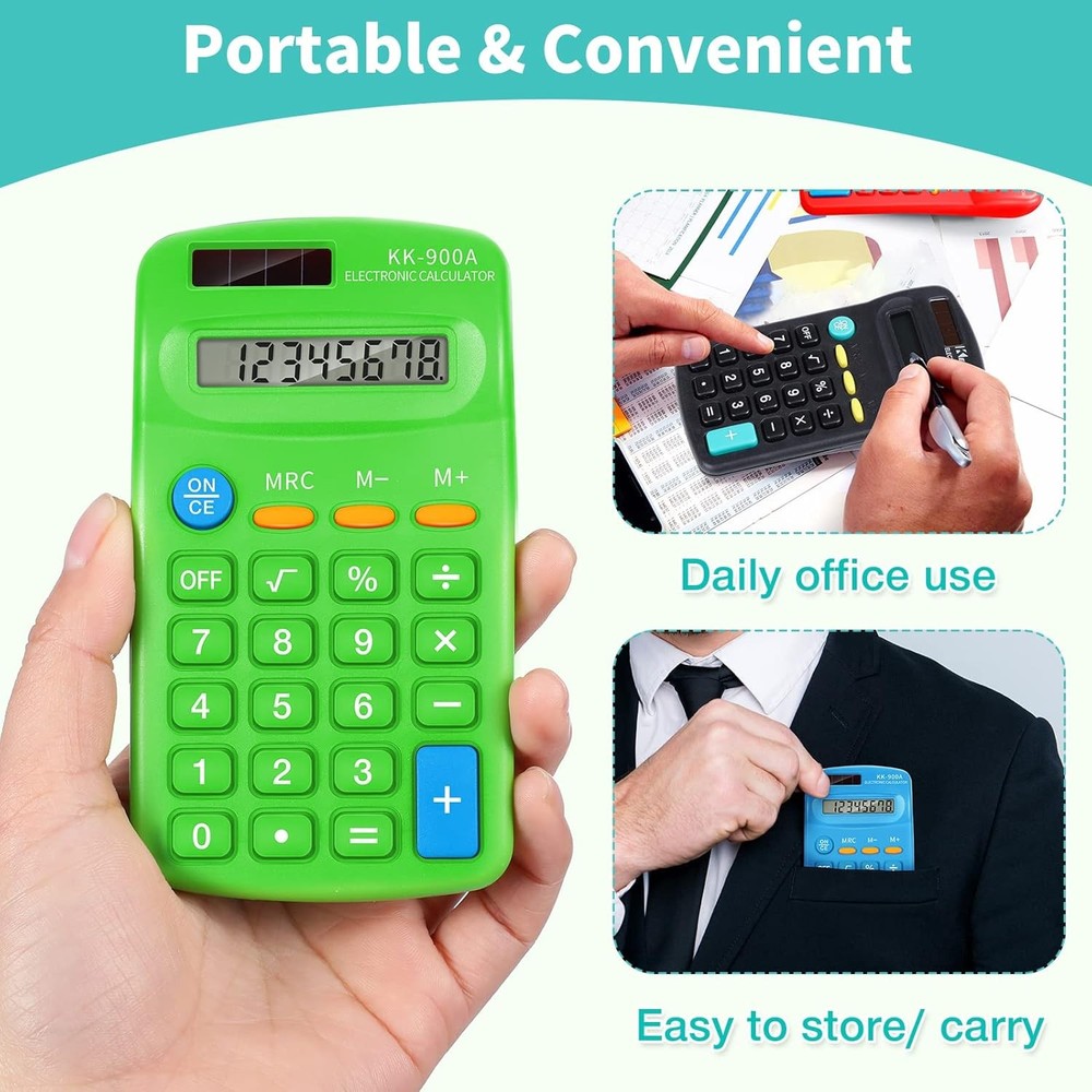 30 Pack Pocket Calculator Small Battery Powered Bulk Mini Size 4 Function Hand