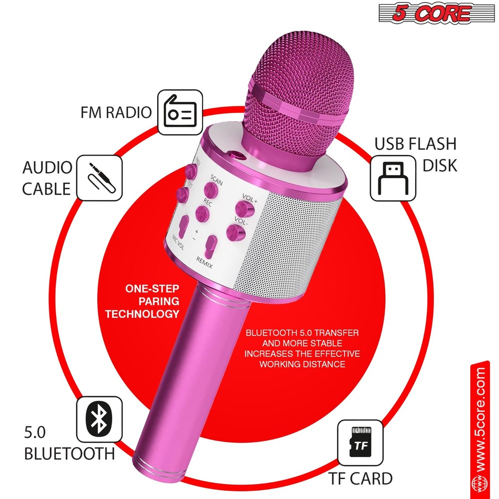 5Core Wireless Karaoke Microphone Bluetooth Mic Portable Handheld Microfonos