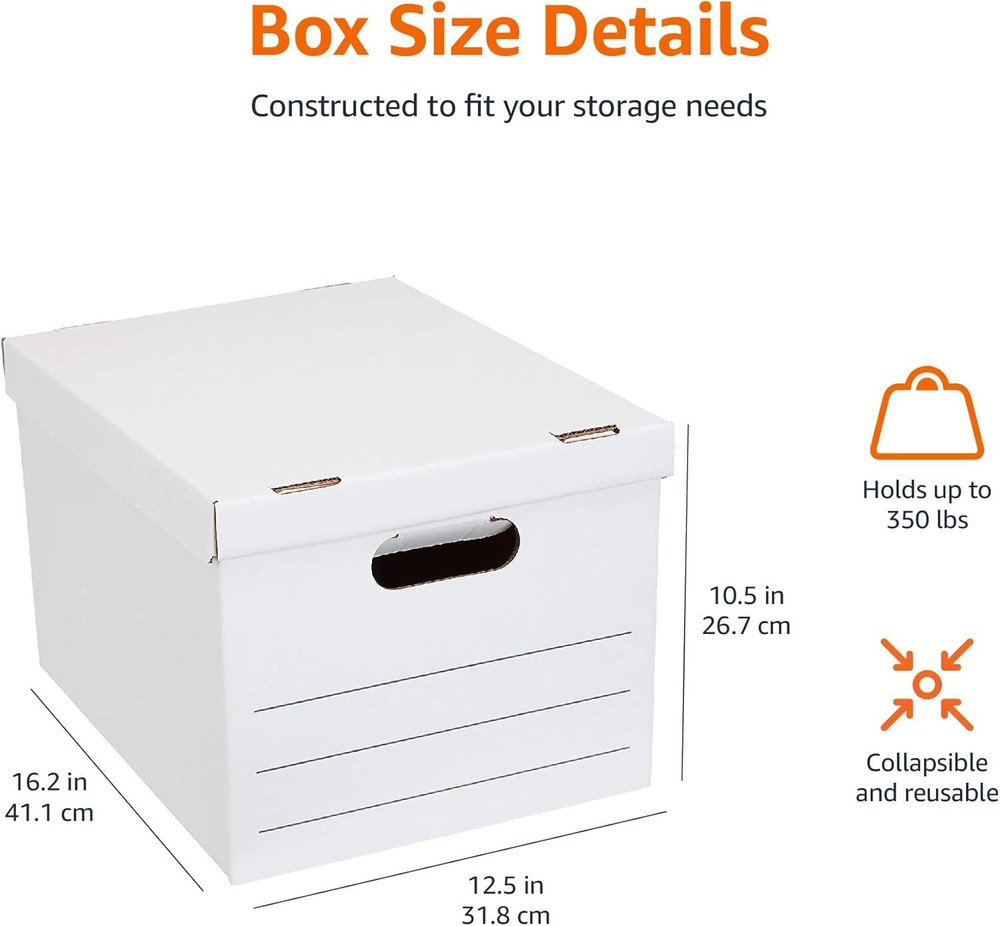 Storage and Documentation Box with Lid and Handles, Basic, 20-Piece, White