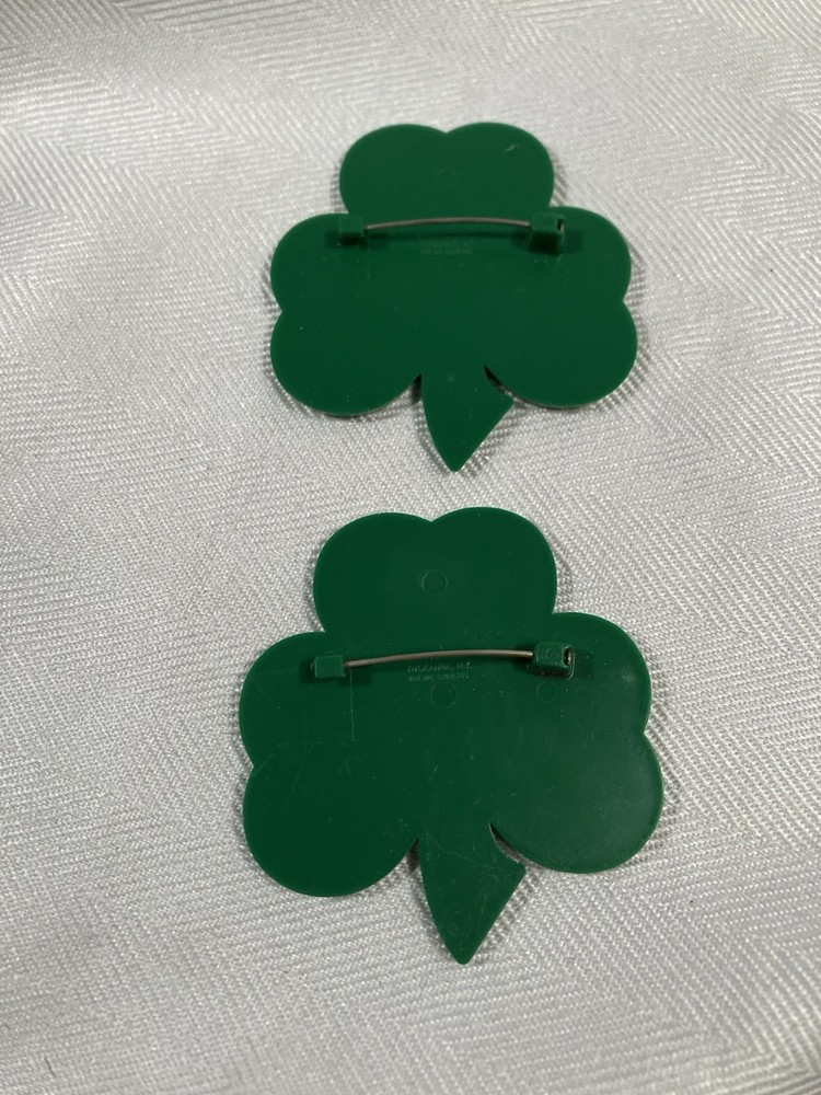 Vintage Schlitz Irish Plastic Shamrock Pins
