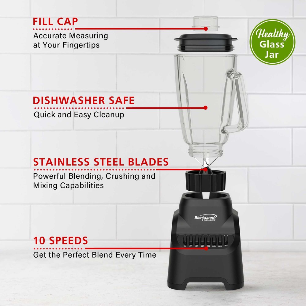 5.3-Cup 500W 10-Speed Countertop Blender, Pulse Button
