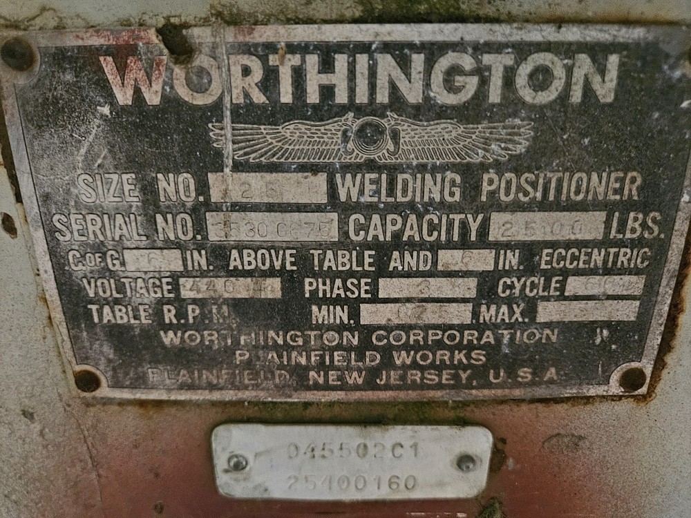 Worthington 25 welding positioner