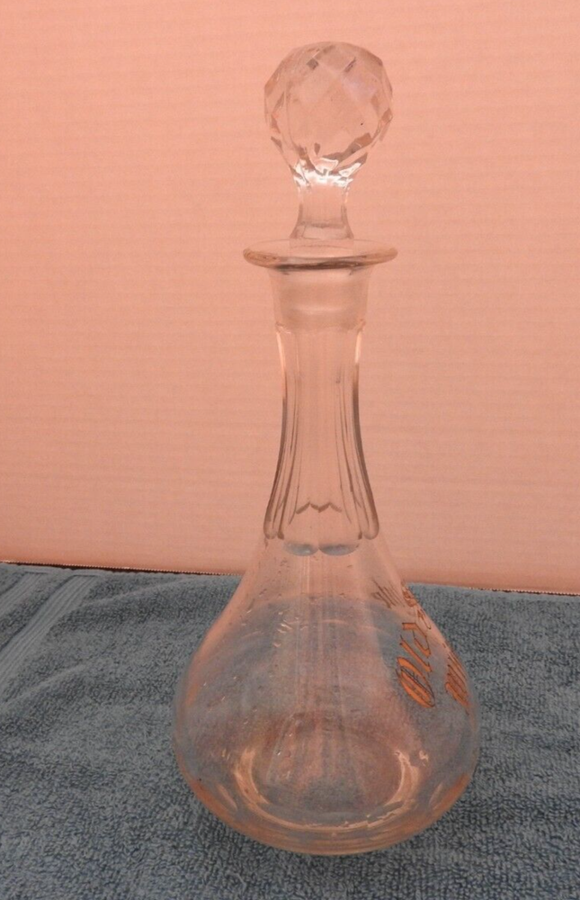 "Old Style Whiskey" Pre-prohibition Decanter Bottle Nice Gold Guilt Script