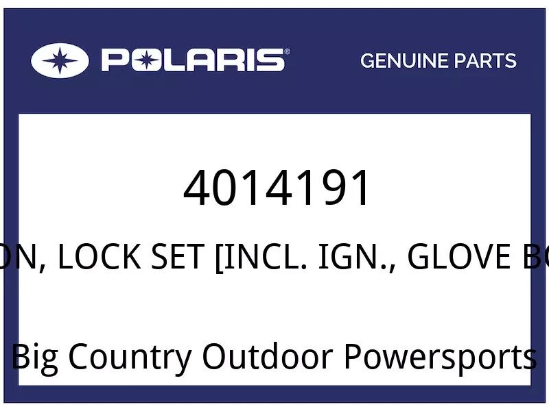 Polaris Ignition Lock Set Assembly, Part 4014191