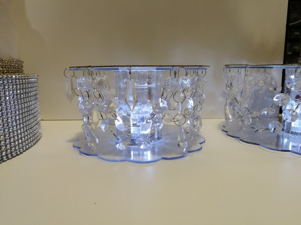 Elegant 2 Piece Set Crystal Cake Separators Wedding Cake Stands