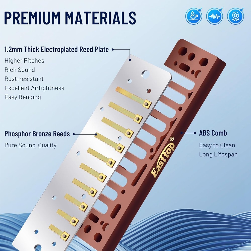 Professional Diatonic Harmonica in Ab Key with Blue Case