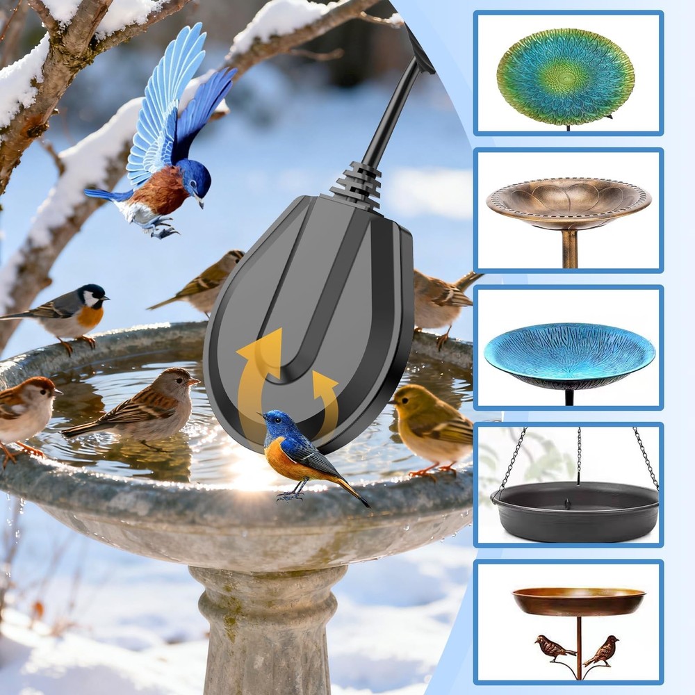50W Bird Bath Heater De-Icer Thermostatic Cast Aluminum Winter Outdoor for Lawn