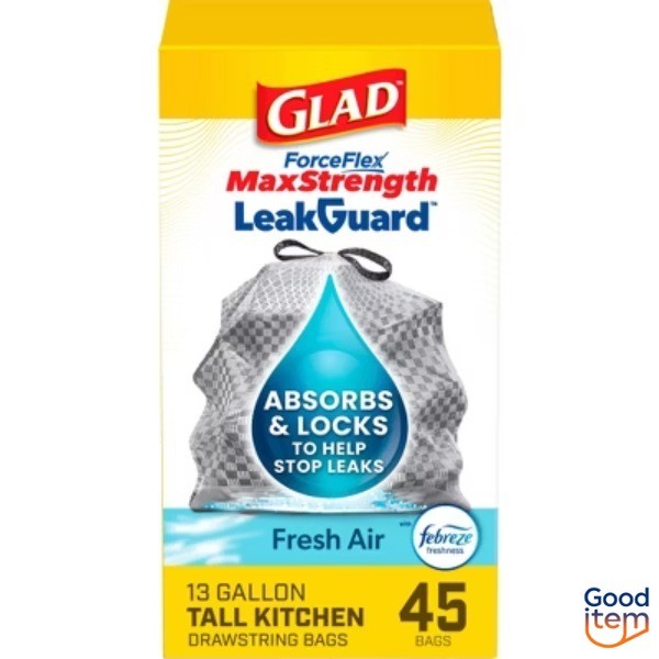 Glad ForceFlex MaxStrength Drawstring Trash Bags - Fresh Air - 13 Gallon - 45ct