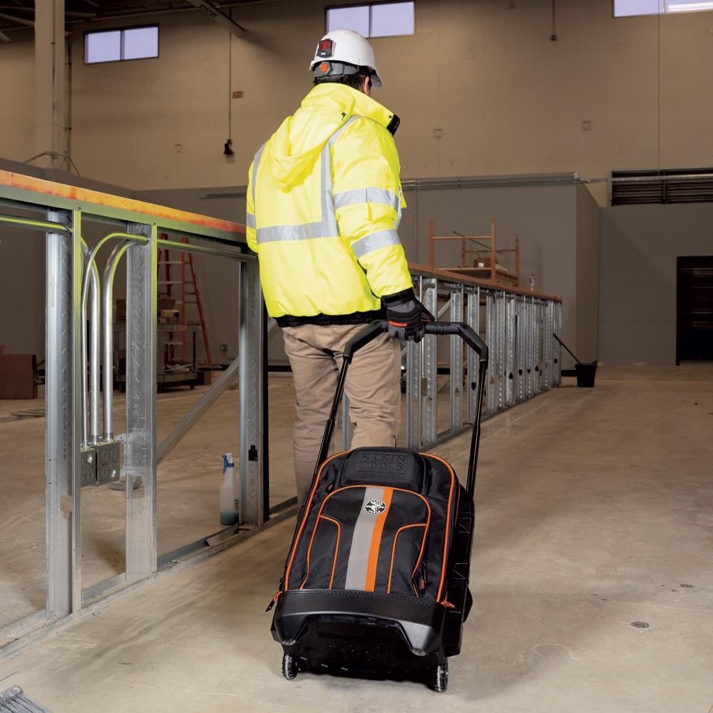 Klein Tools 55604 Rolling Tool Backpack, Tool Bag with 28 Pockets, Heavy Duty...