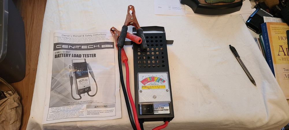 Cen-Tech Battery Load Tester 100 Amp Load Type 6 Volt & 12 Volt With Manual