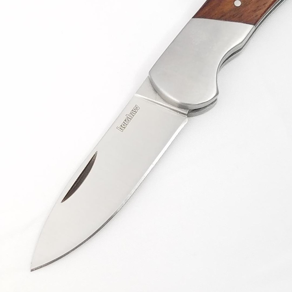 Kershaw Baseman Pocket Knife Lockback Brown Wooden Handle Stainless Folding