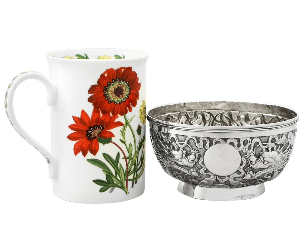 Chinese Export Silver Bowl Antique Circa 1890