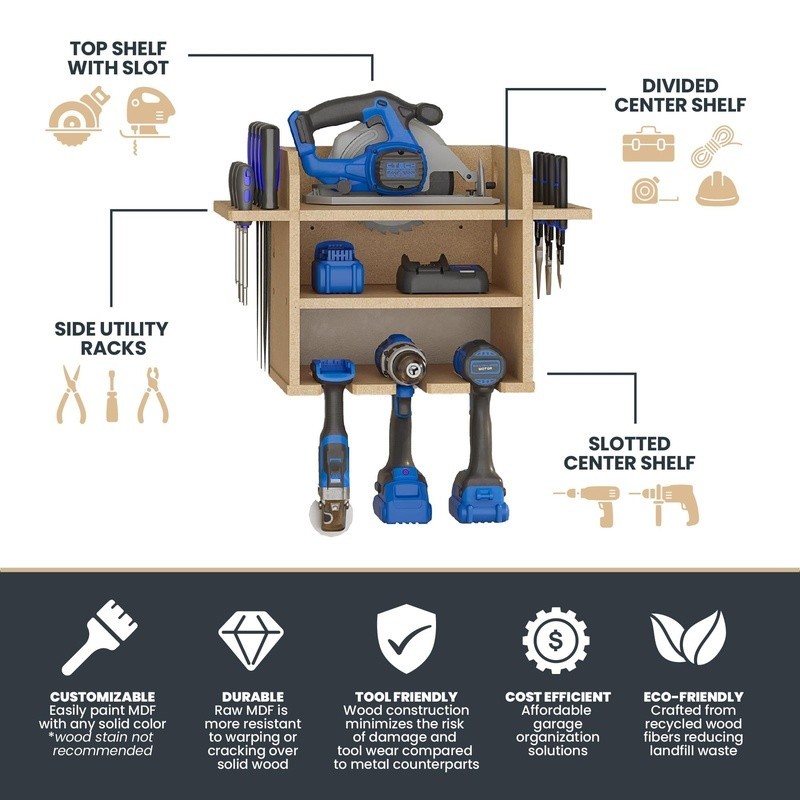 Wall Mounted Tool Storage Organizer Power Drill Dock Garage Workspace Solution