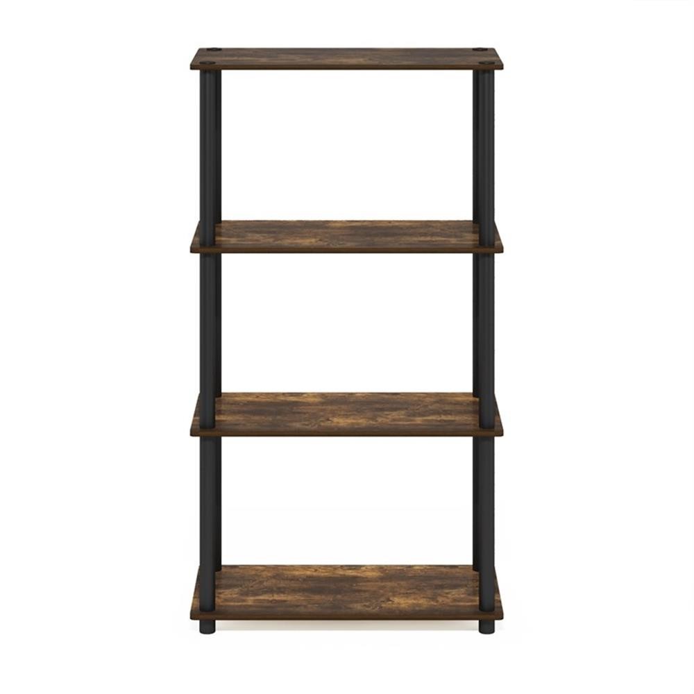 Pemberly Row 4-Tier Multipurpose Shelf Display Rack in Amber Pine/Black