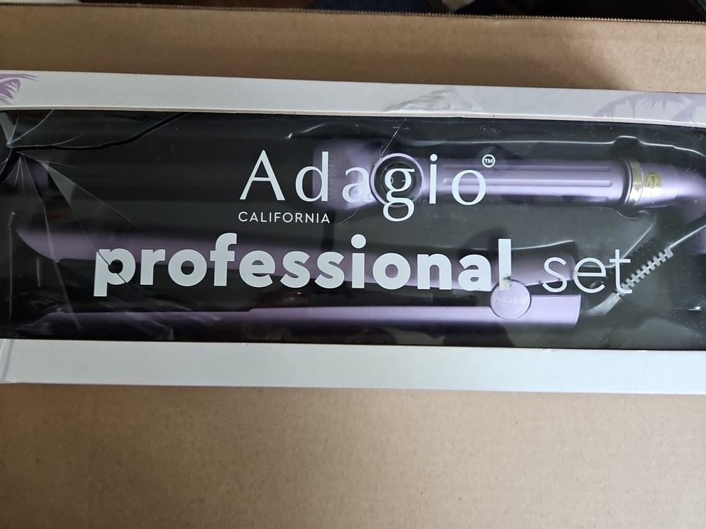 Adagio Pro 2pc 1" Curling iron & Ceramic Soft Touch Flat Iron a50bss-m52