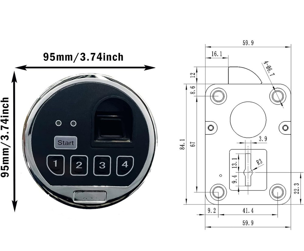 Fingerprint Gun Safe Lock Replacement Left Swingbolt Lock With 2 Override Keys