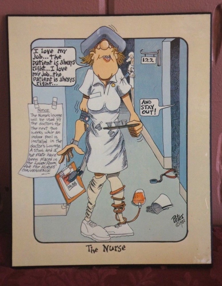 WHIMSICAL NURSE PLAQUE: 1982 "THE NURSE" BY PETER