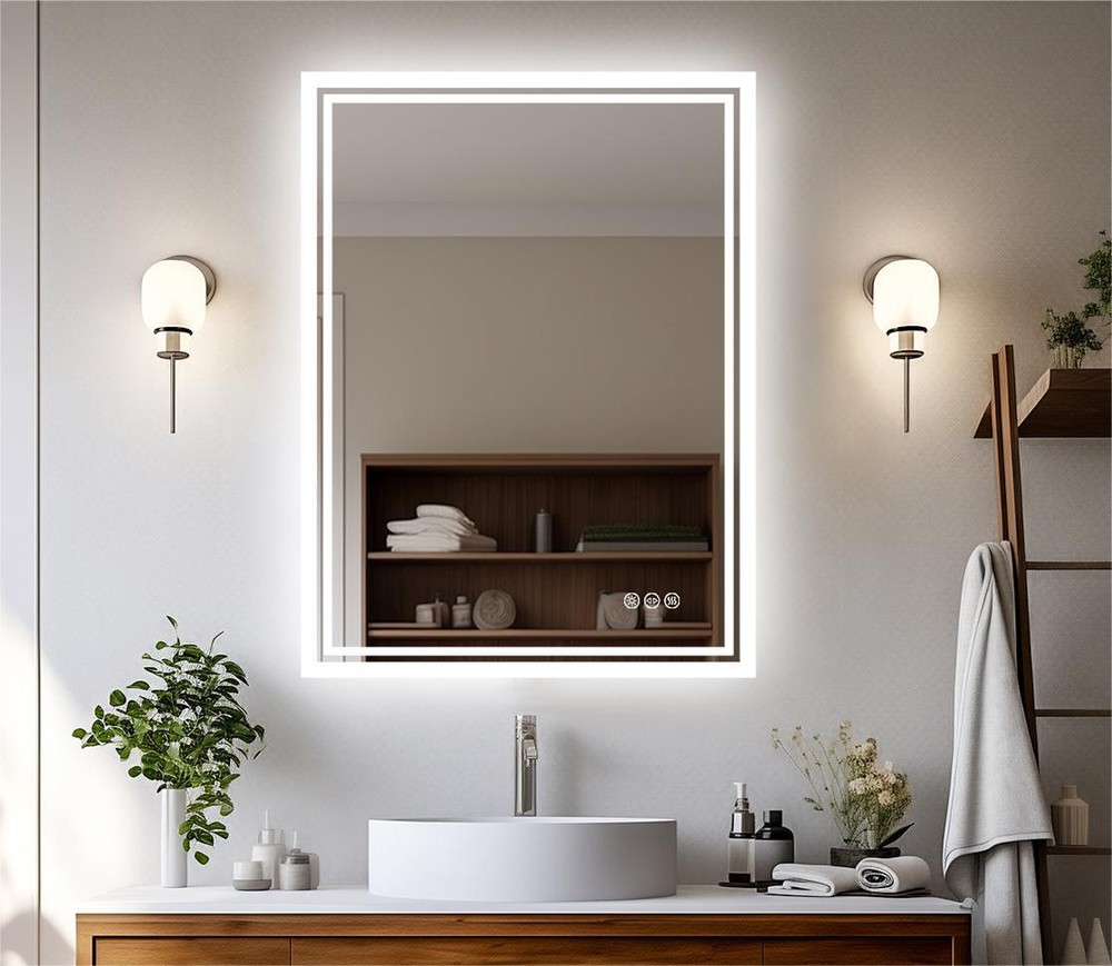 LED Bathroom Mirror Smart Touch Antifog Wall Vanity Mirror Waterproof Dimmable
